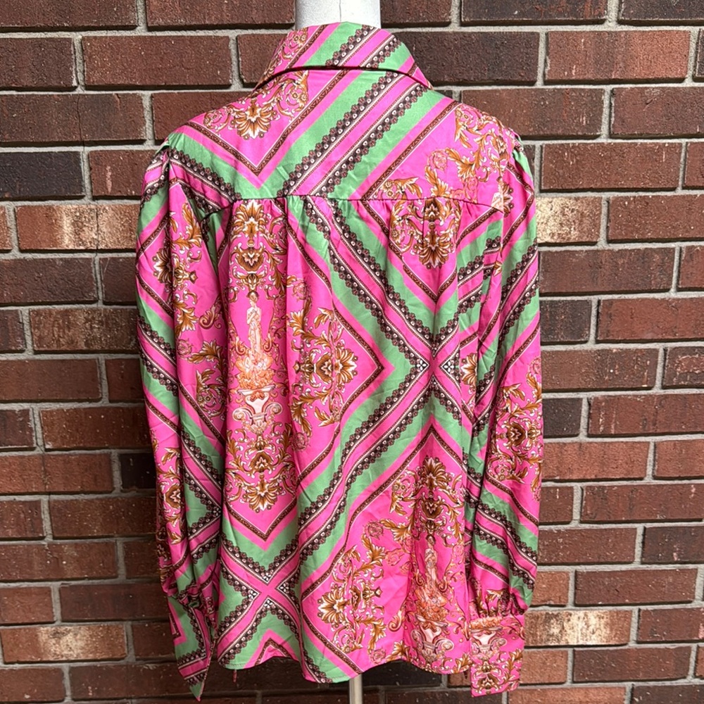 Koandaily Vibrant Scarf Print Blouse Size XL - Picture 4 of 13